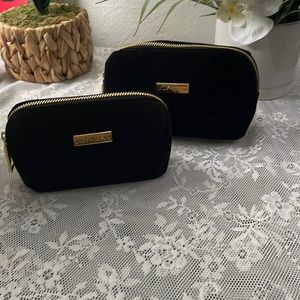 Set of 2 Joy Iman toiletry/make up bags with gold zipper